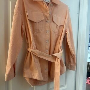 Stylish Peach Utility Jacket with Belt Shirt jacket